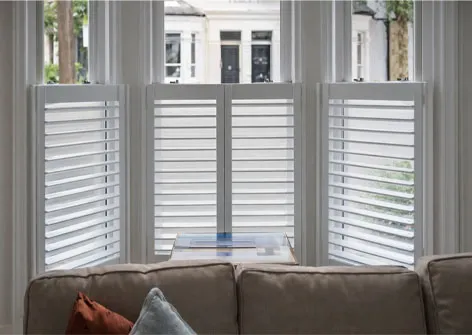Bay Window Sliding Plantation Shutters