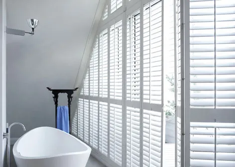 Bay Window Sliding Plantation Shutters