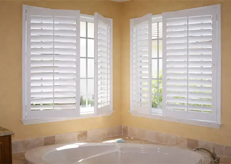 Bay Window Sliding Plantation Shutters